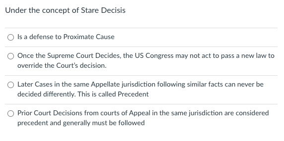 Solved Under The Concept Of Stare Decisis Is A Defense To | Chegg.com