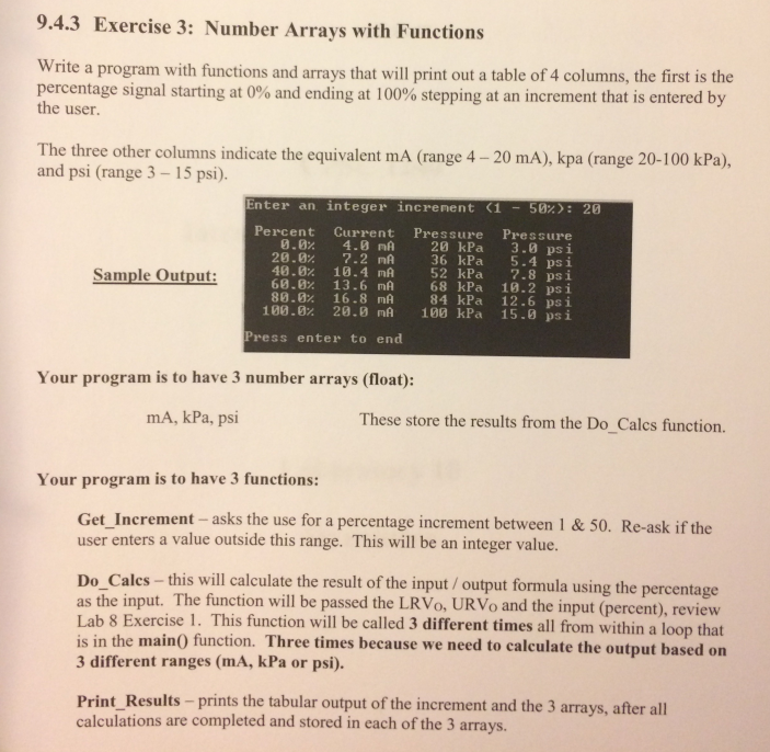 9.4.3 Exercise 3: Number Arrays with Functions Write | Chegg.com
