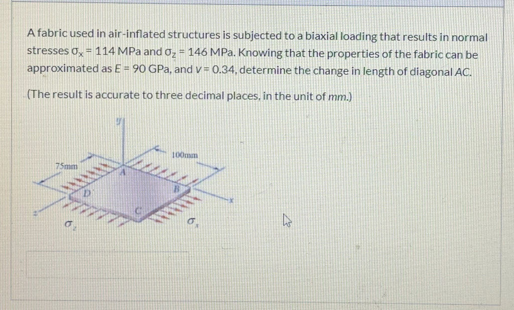Solved A fabric used in airinflated structures is subjected