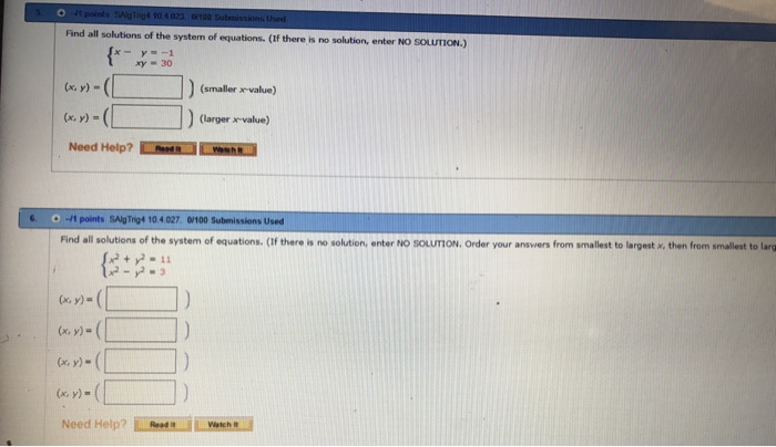 Solved Find All Solutions Of The System Of Equations If