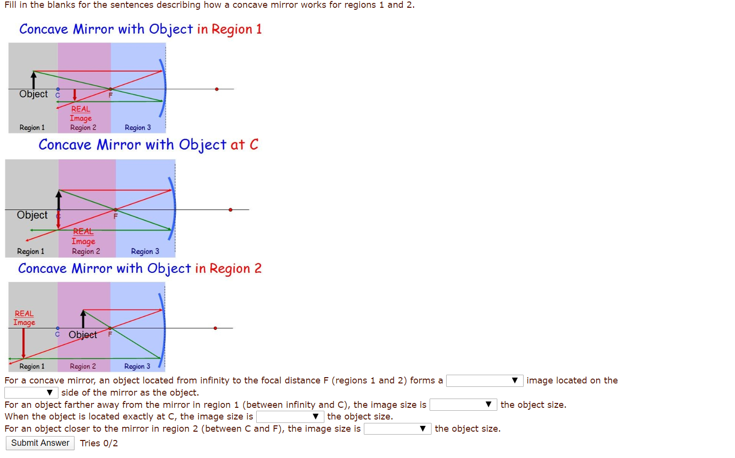 Solved F Object VIRTUAL Image Region 1 Region 2