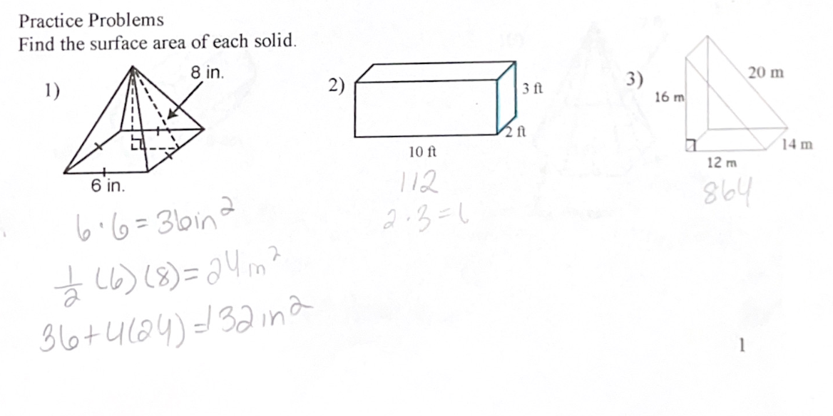 Solved Practice Problems Find the surface area of each | Chegg.com