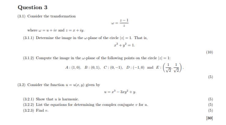 Solved Question 3 (3.1) Consider the transformation - where | Chegg.com