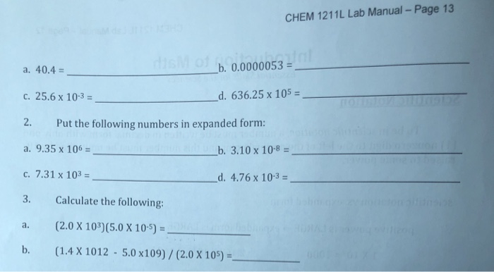 Solved CHEM 1211L Lab Manual - Page 13 B. 0.0000053 - A. | Chegg.com