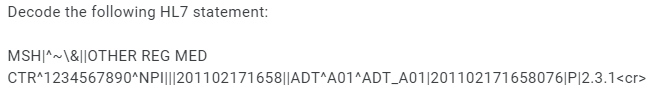 Solved Decode the following HL7 statement: MSH ∣∧∼\&∣∣OTHER | Chegg.com