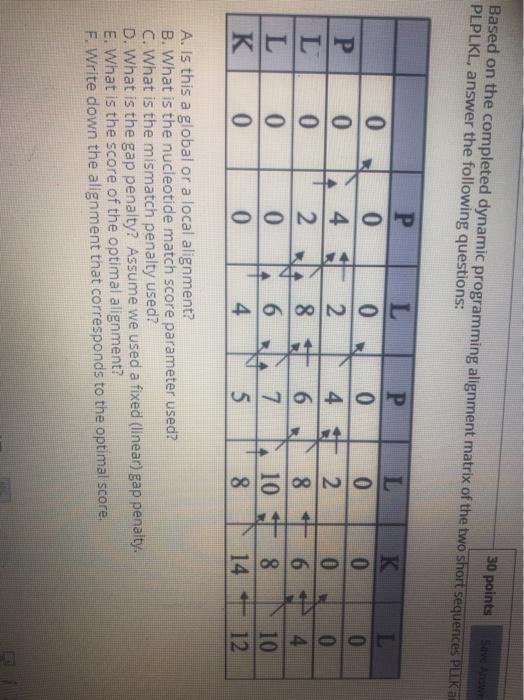 Solved 30 points Based on the completed dynamic programming | Chegg.com