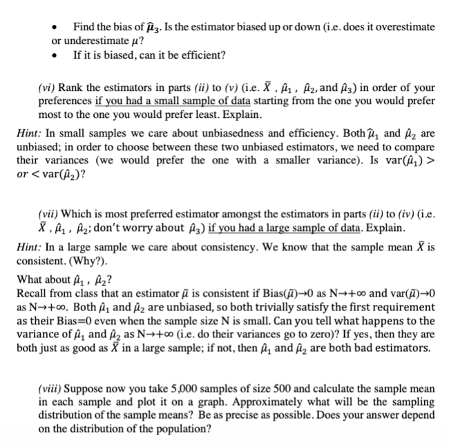 Solved v) ﻿another estimator muhat3 ﻿using only the first