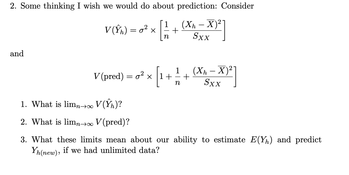 2. Some thinking I wish we would do about prediction: | Chegg.com