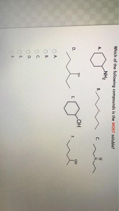 Solved Which Of The Following Compounds Is The MOST Soluble? | Chegg.com