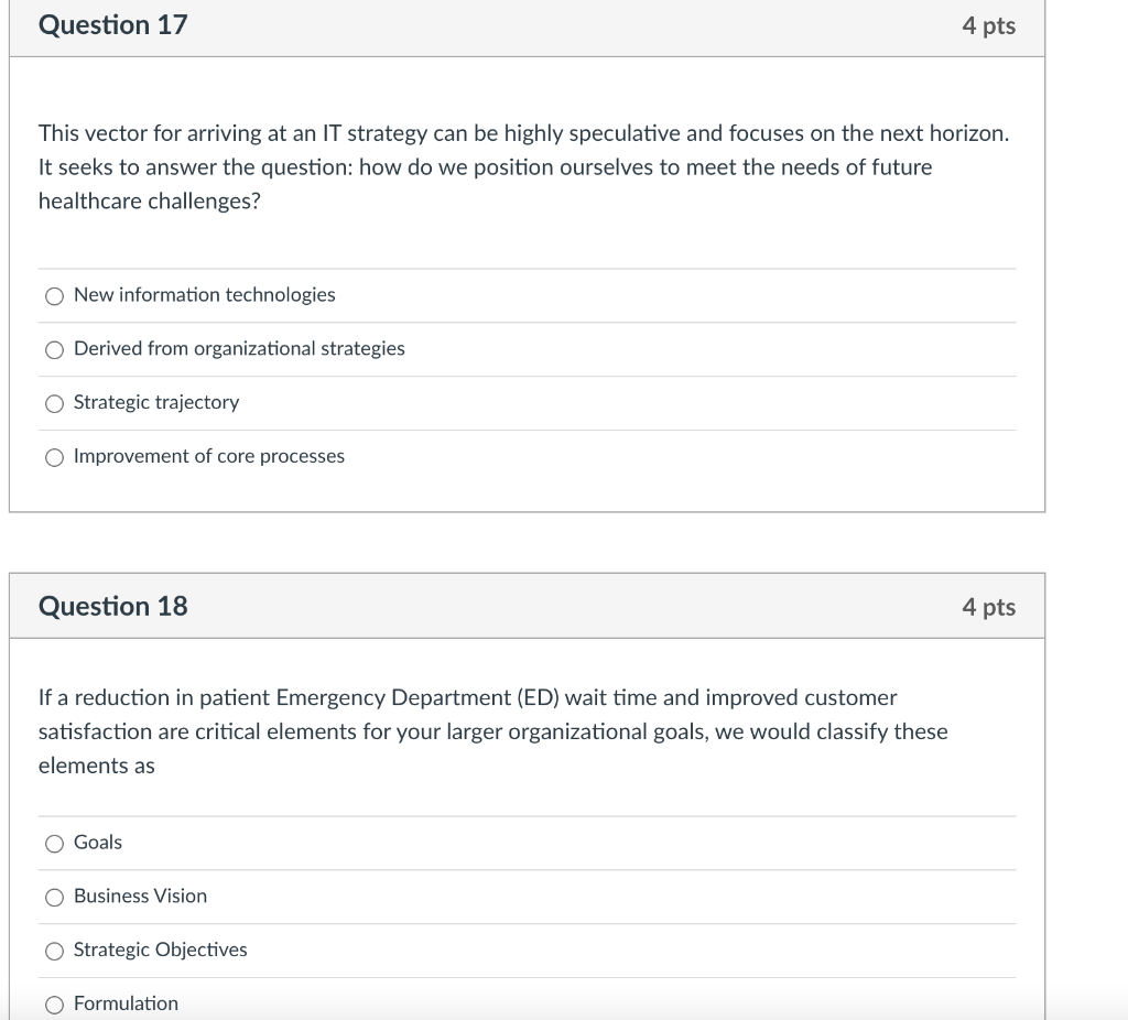 Solved Question 17 4 pts This vector for arriving at an IT | Chegg.com