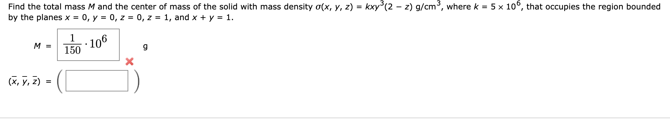 Solved Find the total mass M and the center of mass of the | Chegg.com