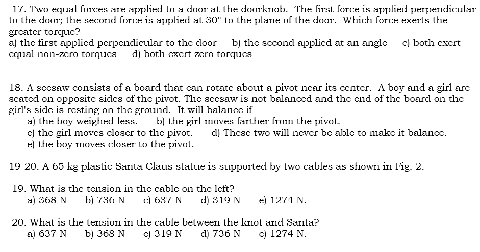 Solved 17. Two equal forces are applied to a door at the | Chegg.com