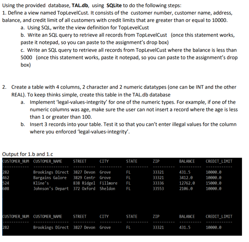 Solved This is done in SQL view and there's a pic showing | Chegg.com