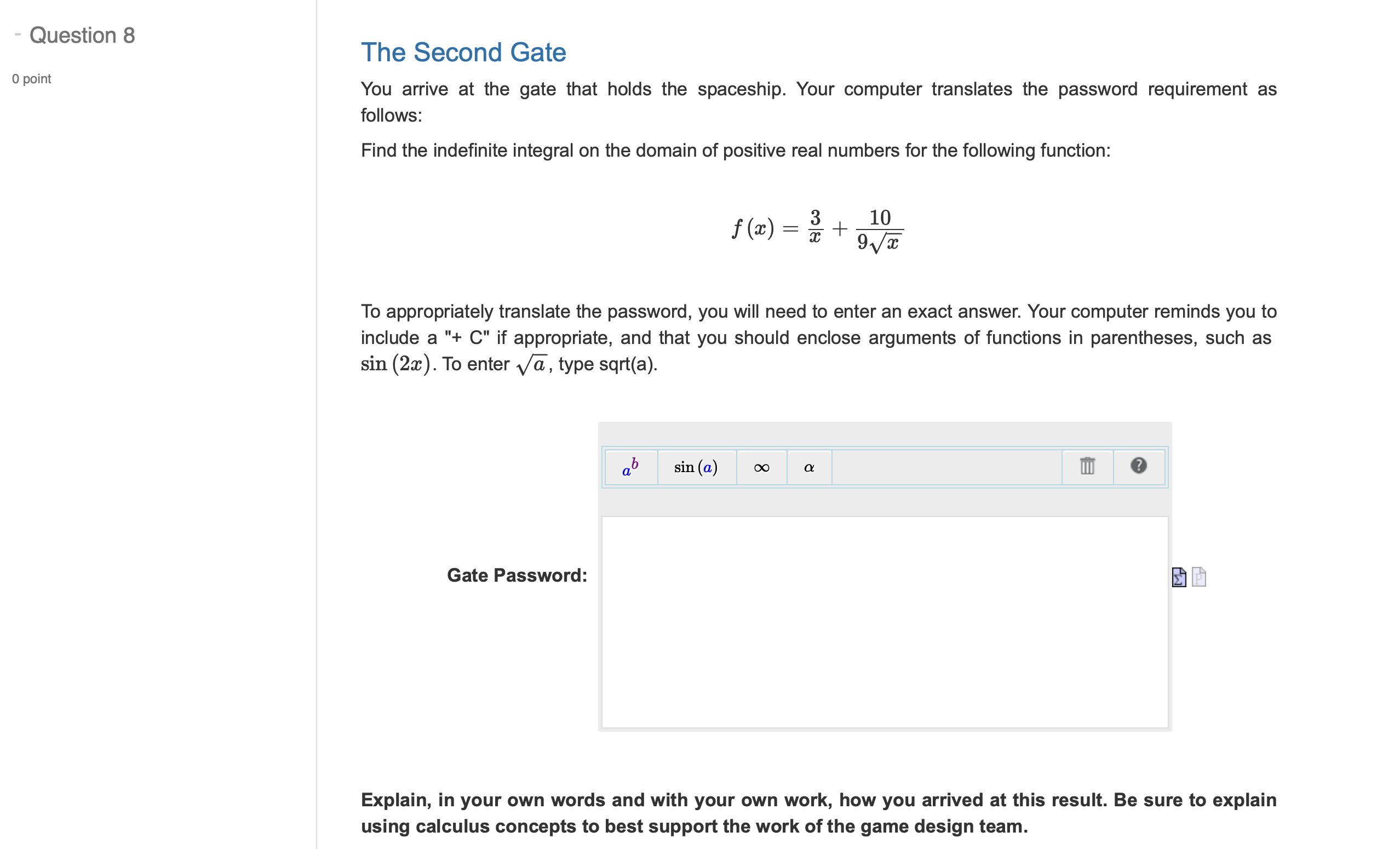 The Second Gate
You arrive at the gate that holds the spaceship. Your computer translates the password requirement as follows