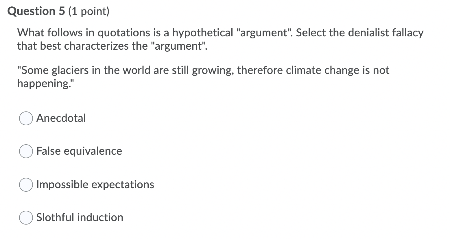 Solved Question 5 (1 point) What follows in quotations is a | Chegg.com