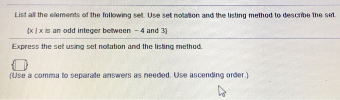 Solved List all the elenents of the following set. Use set | Chegg.com