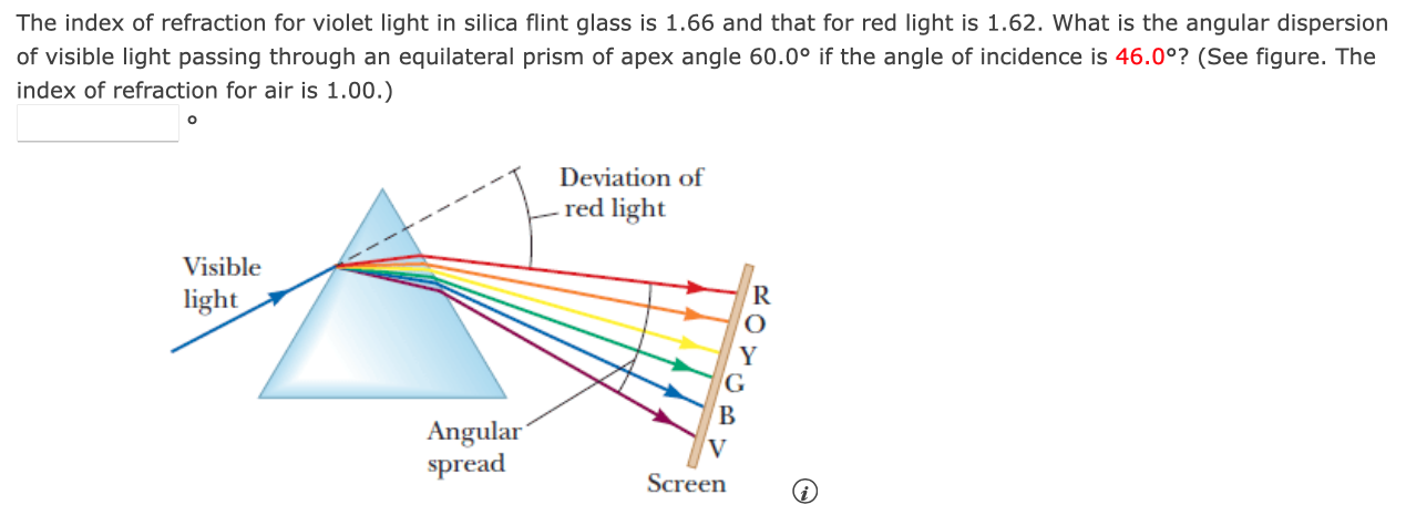 Solved The index of refraction for violet light in silica | Chegg.com