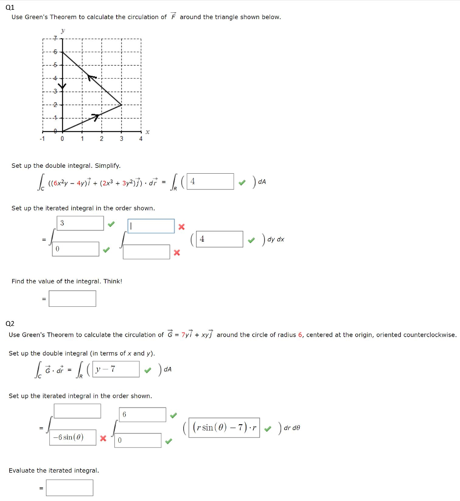 Solved 01 Use Greens Theorem To Calculate The Circulation 5454