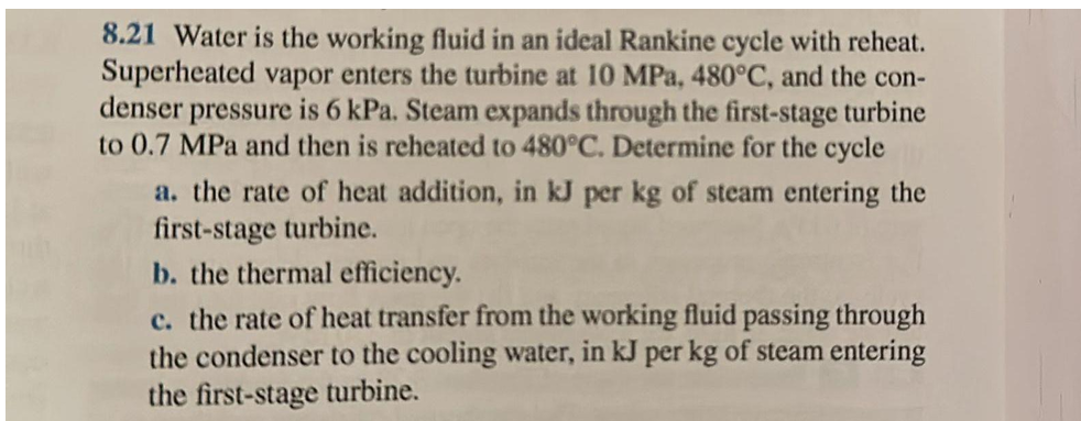 Solved 8.21 Water is the working fluid in an ideal Rankine | Chegg.com