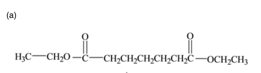 Solved (a) a L-chouc H3C—CH20-C-CH2CH2CH2CH2CH2C-OCH2CH3 | Chegg.com