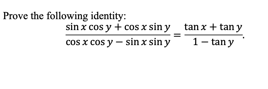 Solved Prove the following identity: | Chegg.com