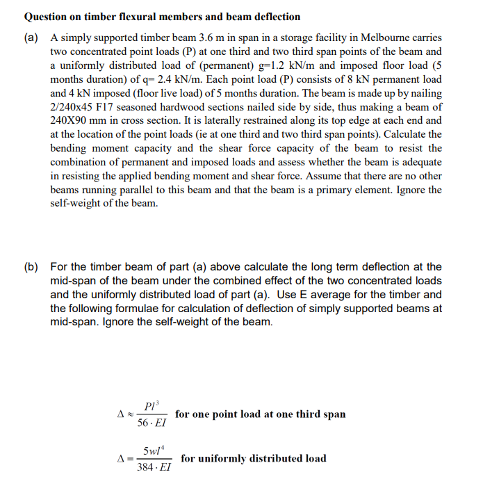Solved Question on timber flexural members and beam | Chegg.com
