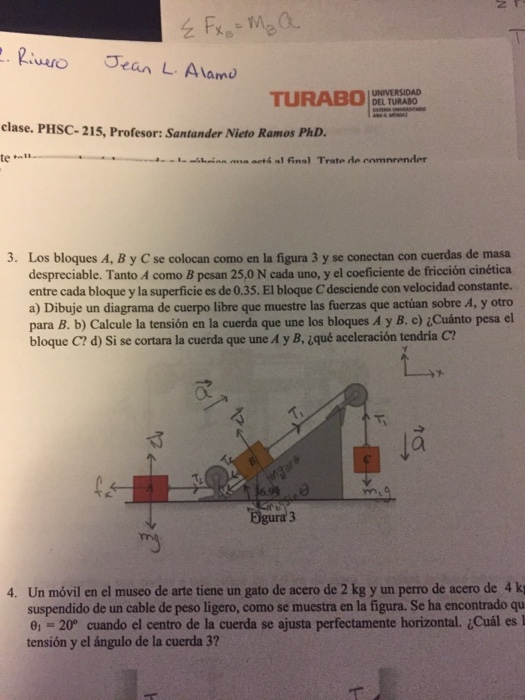 Solved Los Bloques A, B Y C Se Colocan Como En La Figura 3 Y | Chegg.com