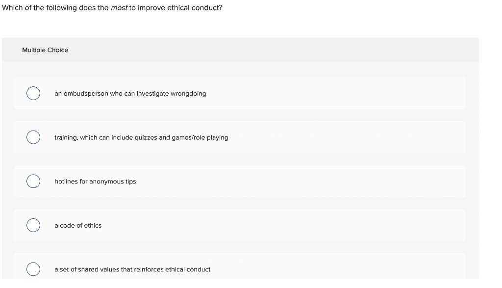 Solved Which of the following does the most to improve | Chegg.com