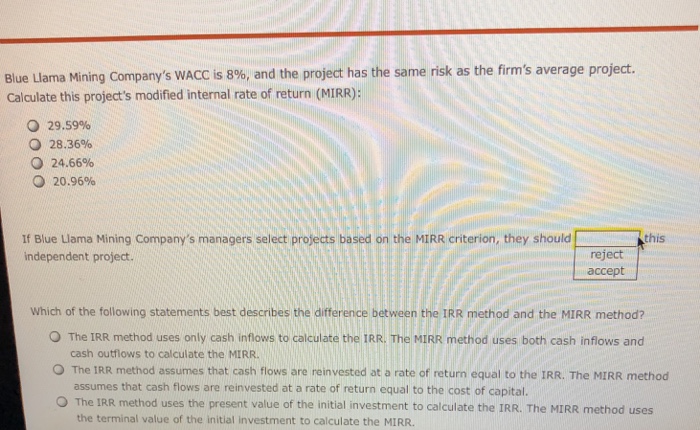 Solved Aa Aa 4. Modified internal rate of return (MIRR) The | Chegg.com