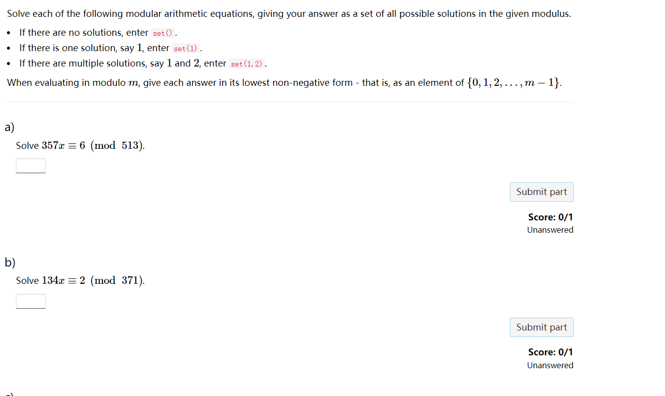 Solved Solve Each Of The Following Modular Arithmetic | Chegg.com