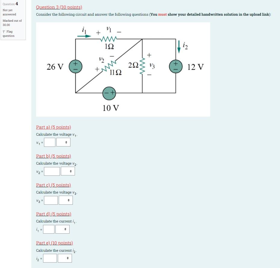 Solved Question 3 (30 Points) Consider The Following Circuit | Chegg.com