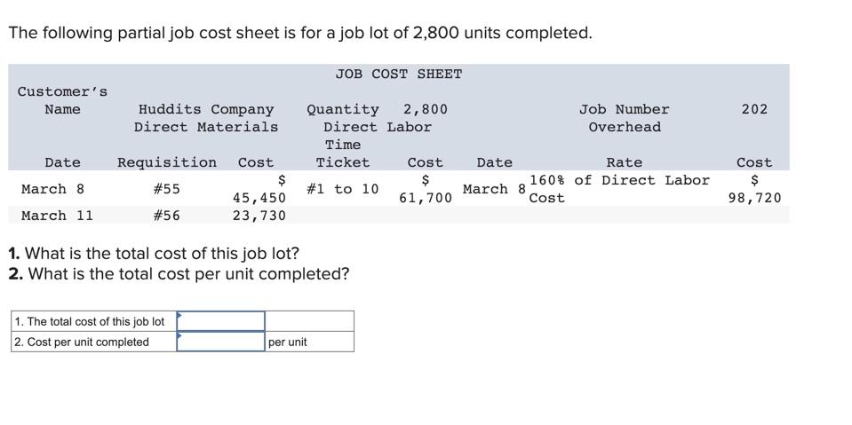 solved-the-following-partial-job-cost-sheet-is-for-a-job-lot-chegg