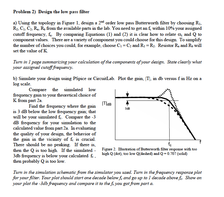 Problem 2) Design The Low Pass Filter A) Using The | Chegg.com