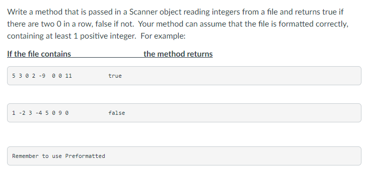 Solved Write a method that is passed in a Scanner object | Chegg.com