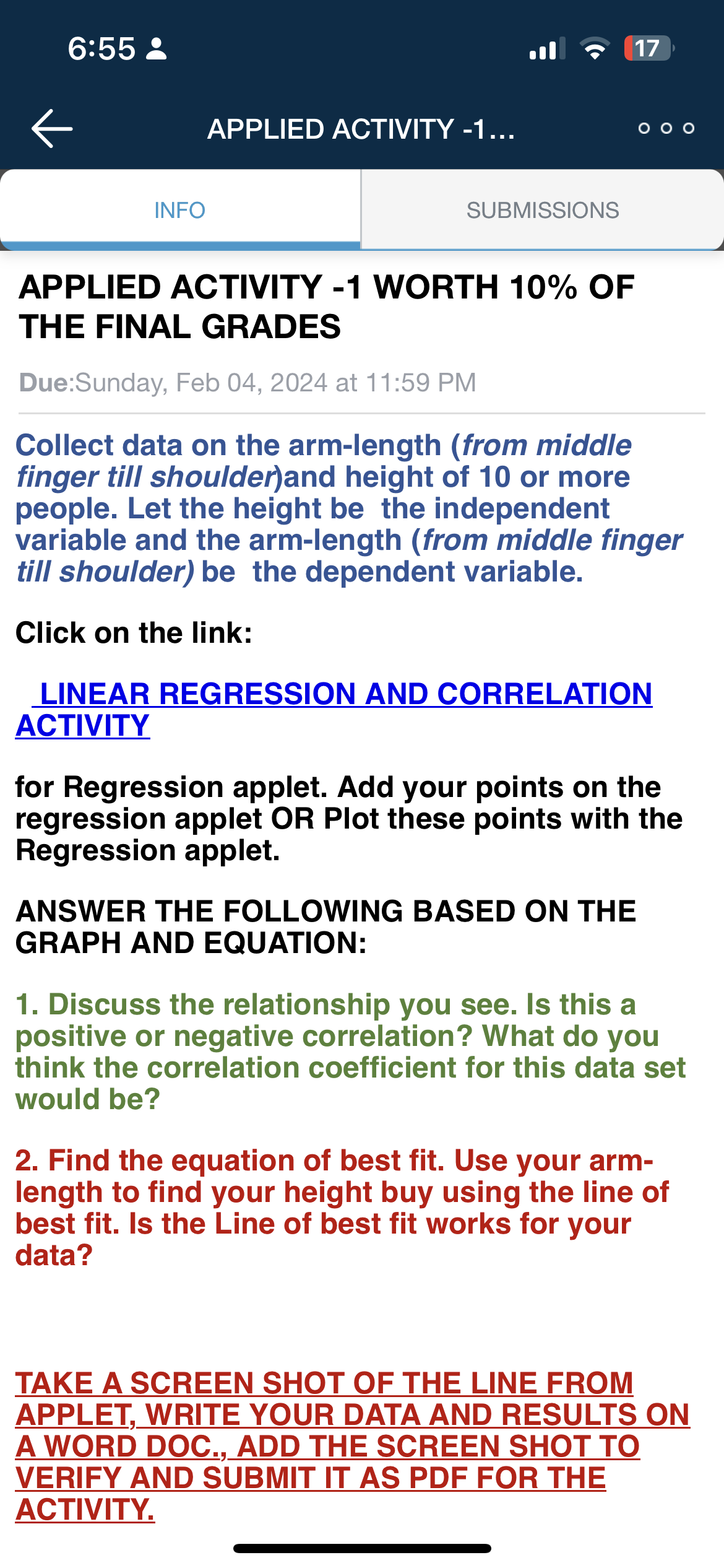 Solved APPLIED ACTIVITY -1 ﻿WORTH 10% ﻿OFTHE FINAL | Chegg.com