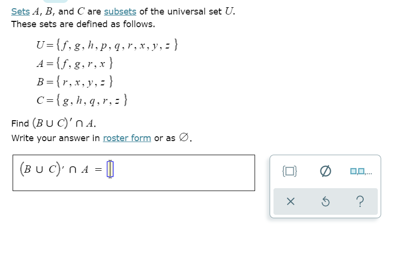 Solved Sets A B And C Are Subsets Of The Universal Set Chegg Com
