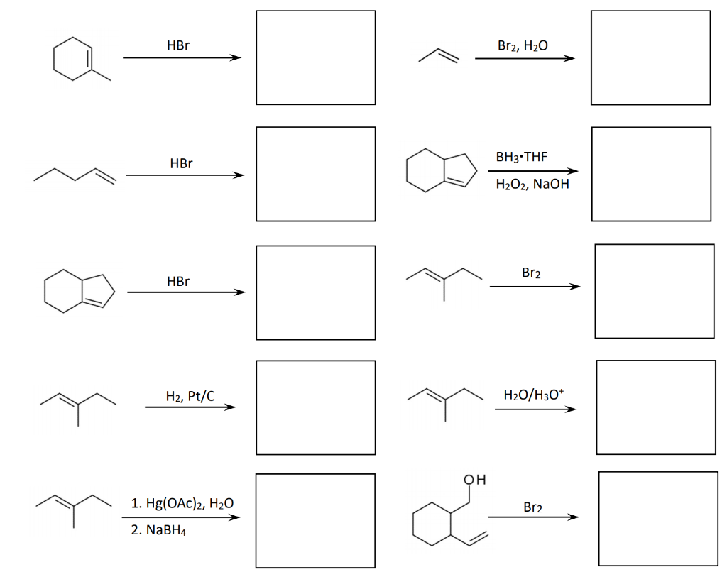Solved HBr Br2, H20 HBr BH3THE H2O2, NaOH Br2 HBr H2, Pt/C