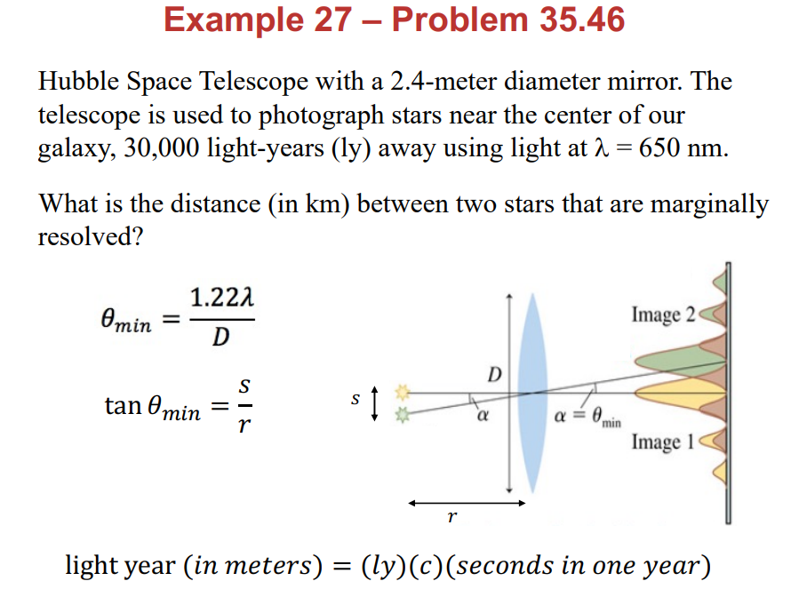 Solved Example 27 - Problem 35.46 Hubble Space Telescope | Chegg.com