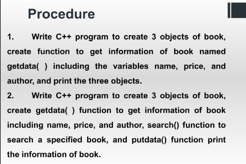 Solved Procedure 1. Write C++ program to create 3 objects of | Chegg.com