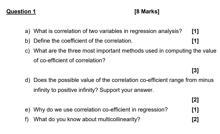 Solved a) What is correlation of two variables in regression | Chegg.com