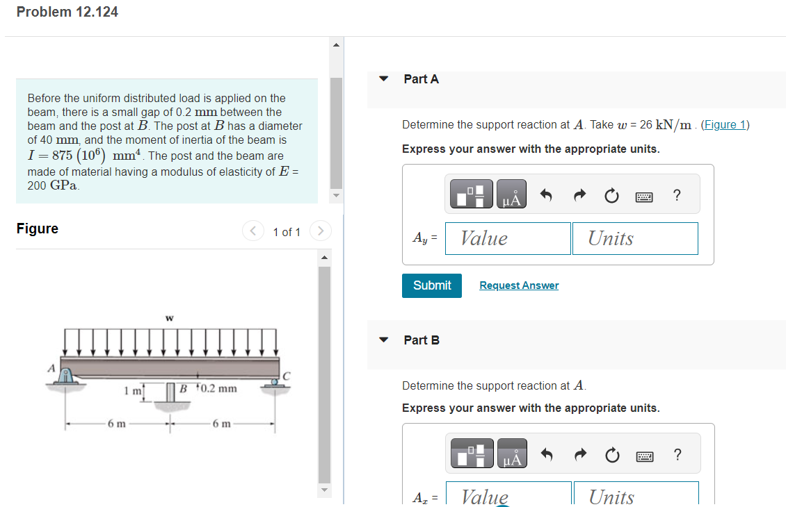 Solved Before the uniform distributed load is applied on the | Chegg.com