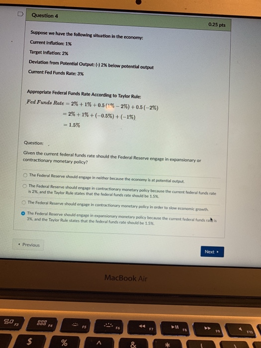 Solved D Question 4 0.25 pts Suppose we have the following | Chegg.com
