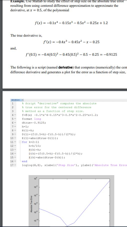 Example. Use Matlab to study the effect of step size | Chegg.com