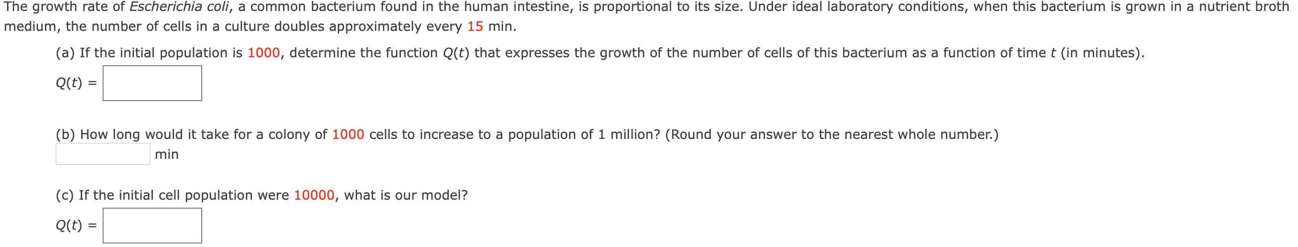 Solved The growth rate of Escherichia coli, a common | Chegg.com