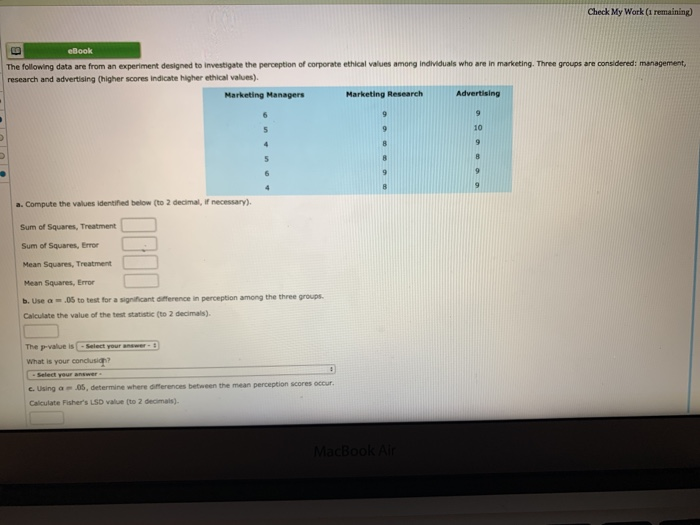 Solved Check My Work (1 remaining) eBook The following data | Chegg.com