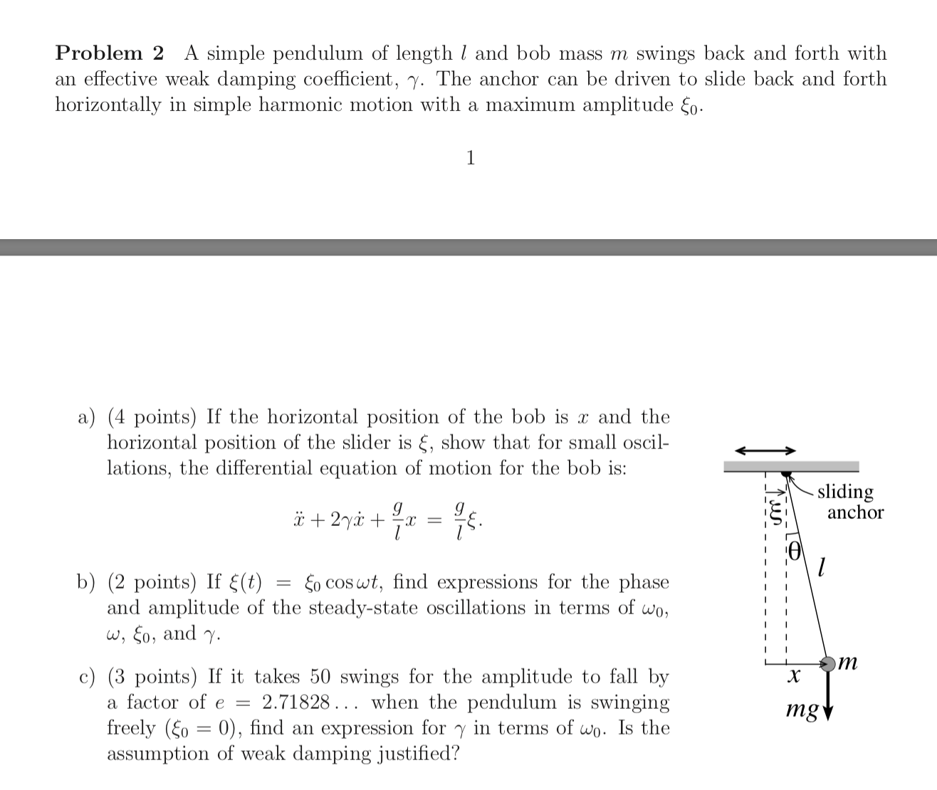 Problem 2 A Simple Pendulum Of Length 1 And Bob Ma Chegg Com