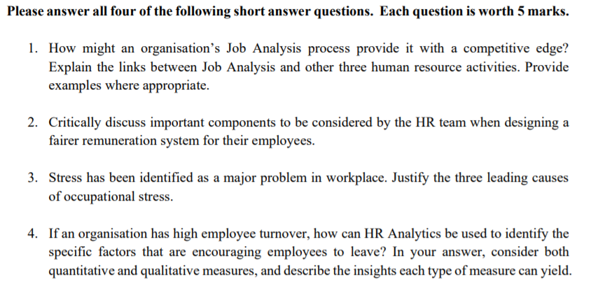 Please answer all four of the following short answer | Chegg.com