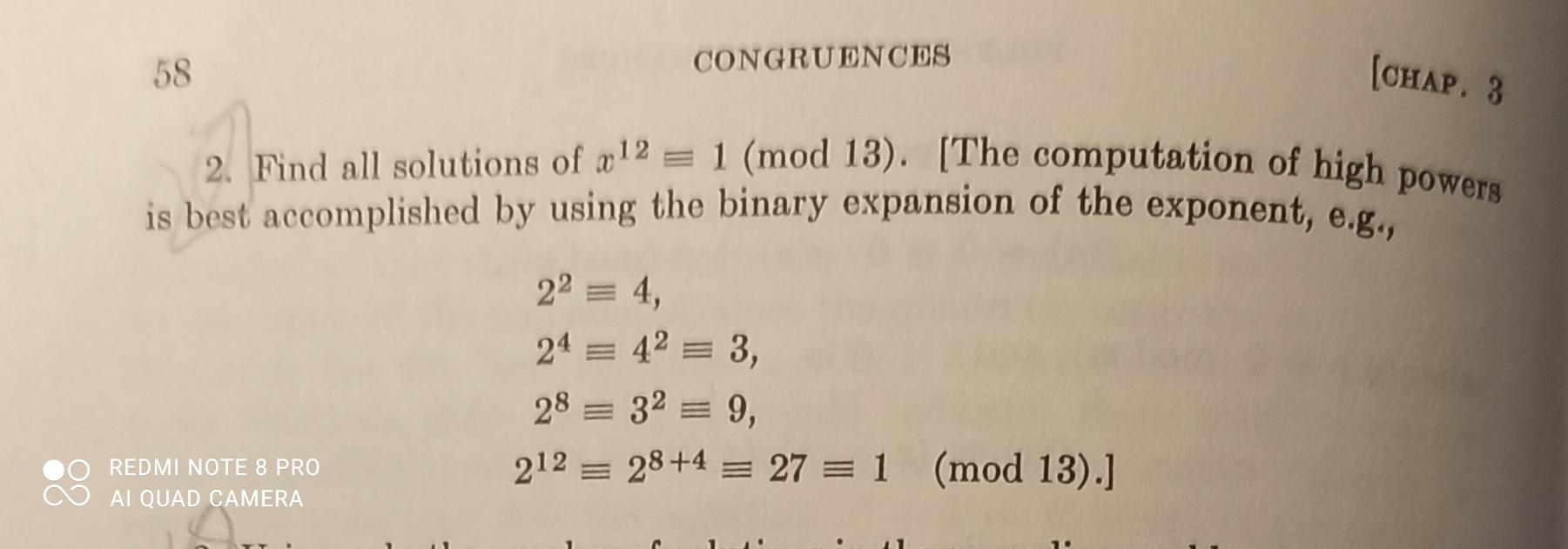 Solved 58 Congruences Chap 3 2 Find All Solutions Of W12 5004