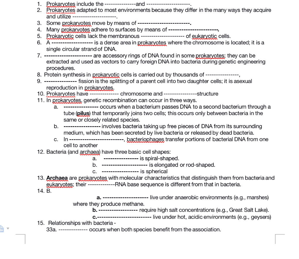 Solved Fill in the Blanks Prokaryotes include the | Chegg.com