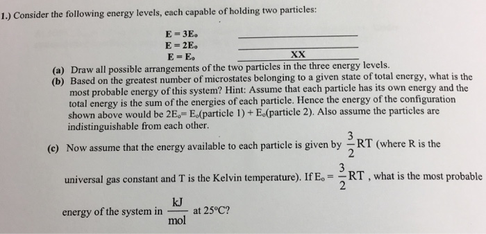 Solved 1.) Consider the following energy levels, each | Chegg.com